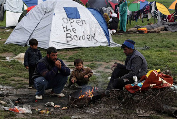 Campo de refugiados na fronteira da Macedónia com a Gréca 