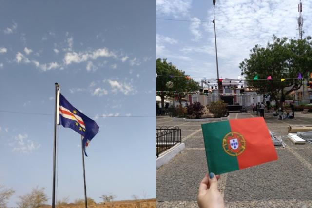 Bandeiras de Cabo Verde e de Portugal