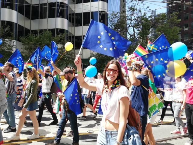 Grupo europeu na Pride Parade São Francisco 2019